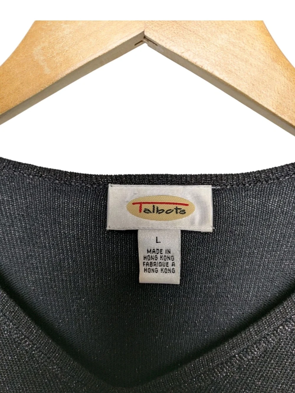Talbots Black Silk Sparkle Sweater Large Vintage Metallic Shimmer